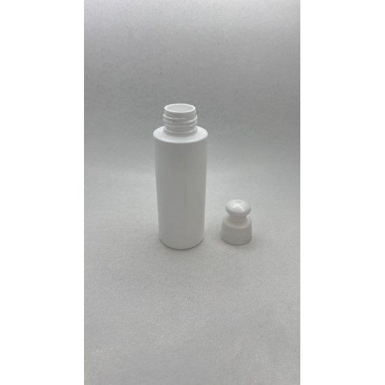 100 ml Beyaz Mat Plastik Şişe (PE) Beyaz Puspul Kapaklı (24 Ağız)
