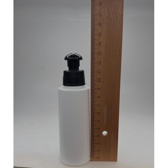 100 ml Beyaz Mat Plastik Şişe (PE) Siyah Puspul Kapaklı (24 Ağız)