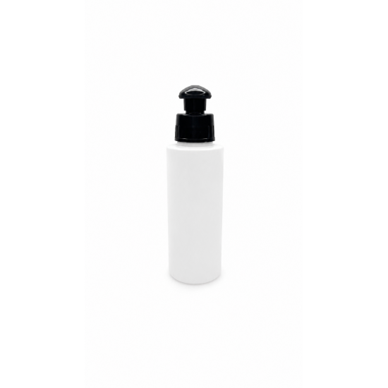 100 ml Beyaz Mat Plastik Şişe (PE) Siyah Puspul Kapaklı (24 Ağız)