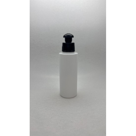 100 ml Beyaz Mat Plastik Şişe (PE) Siyah Puspul Kapaklı (24 Ağız)