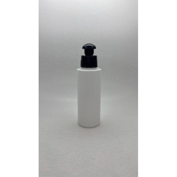 100 ml Beyaz Mat Plastik Şişe (PE) Siyah Puspul Kapaklı (24 Ağız)