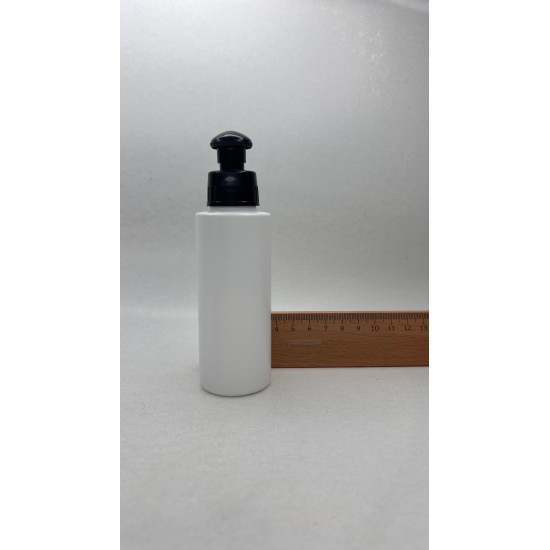 100 ml Beyaz Mat Plastik Şişe (PE) Siyah Puspul Kapaklı (24 Ağız)