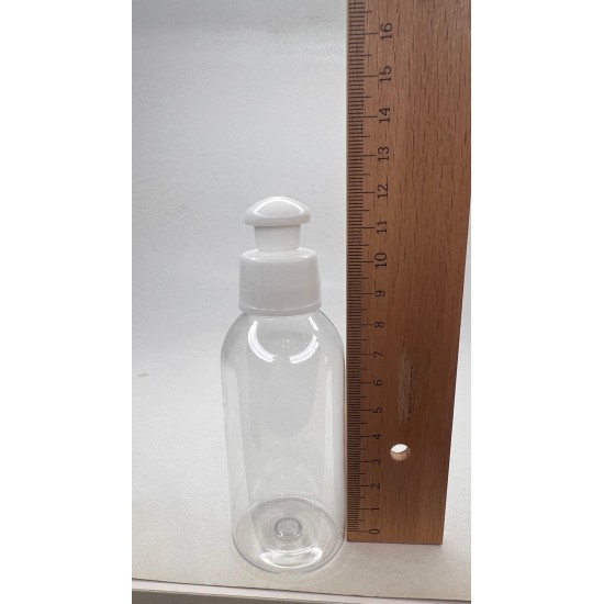 100 ml Şeffaf Plastik Şişe (PET) Beyaz Puspul Kapaklı (24 Ağız)