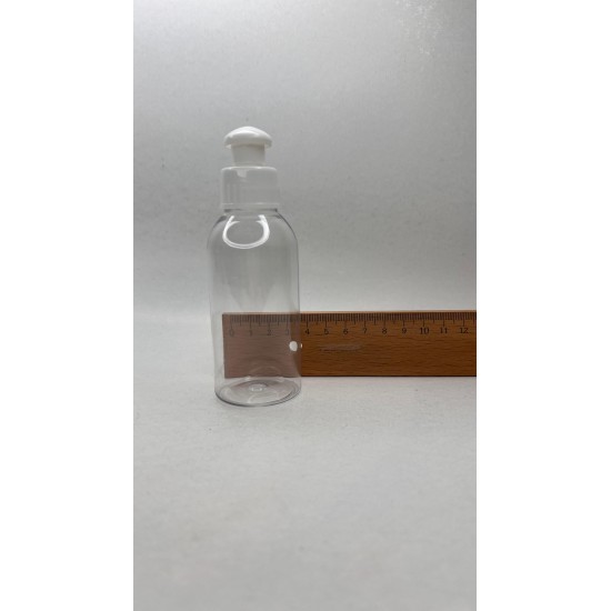 100 ml Şeffaf Plastik Şişe (PET) Beyaz Puspul Kapaklı (24 Ağız)