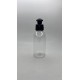100 ml Şeffaf Plastik Şişe (PET) Siyah Puspul Kapaklı (24 Ağız)