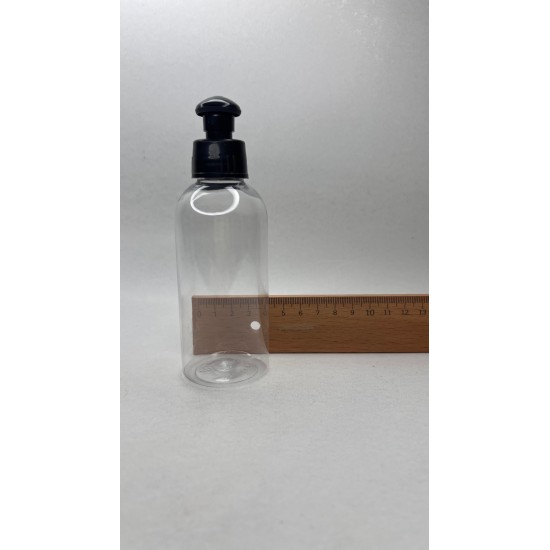 150 ml Şeffaf Plastik Şişe (PET) Siyah Puspul Kapaklı (24 Ağız)
