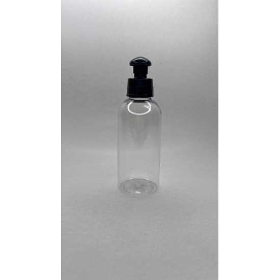 150 ml Şeffaf Plastik Şişe (PET) Siyah Puspul Kapaklı (24 Ağız)