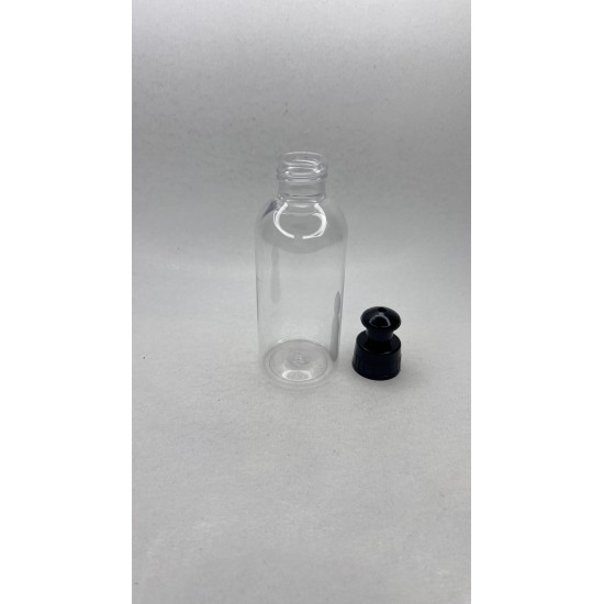 150 ml Şeffaf Plastik Şişe (PET) Siyah Puspul Kapaklı (24 Ağız)