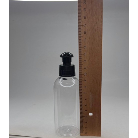 150 ml Şeffaf Plastik Şişe (PET) Siyah Puspul Kapaklı (24 Ağız)