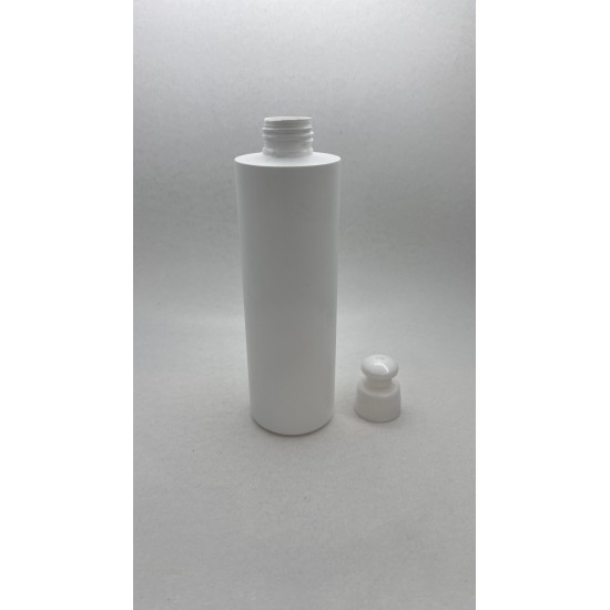 250 ml Beyaz Plastik Şişe (PE) Beyaz Puspul Kapaklı (24 Ağız)