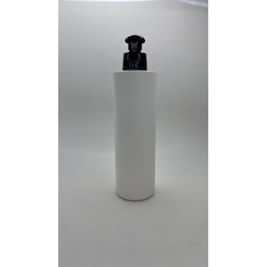 250 ml Beyaz Plastik Şişe (PE) Siyah Puspul Kapaklı (24 Ağız)