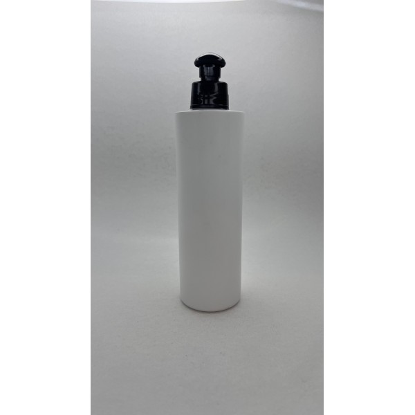 250 ml Beyaz Plastik Şişe (PE) Siyah Puspul Kapaklı (24 Ağız)