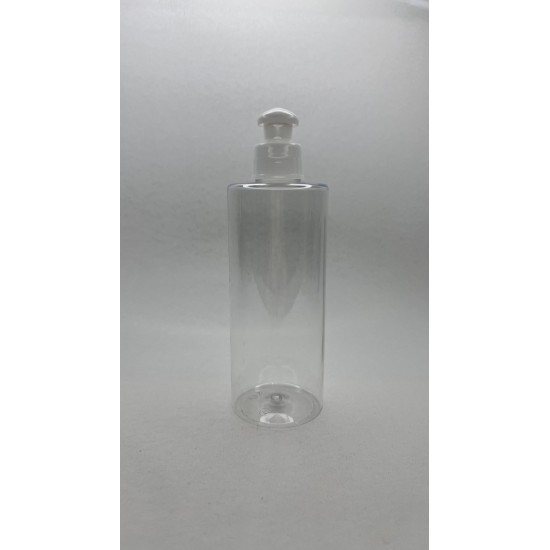 250 ml Şeffaf Plastik Şişe (PET) Beyaz Push-Pull Kapaklı (24 Ağız)