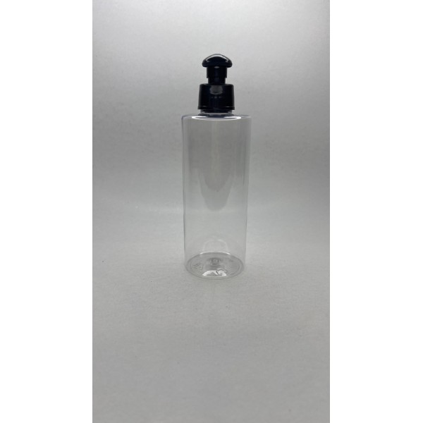 250 ml Şeffaf Plastik Şişe (PET) Siyah Push-Pull Kapaklı (24 Ağız)