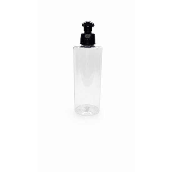 250 ml Şeffaf Plastik Şişe (PET) Siyah Push-Pull Kapaklı (24 Ağız)