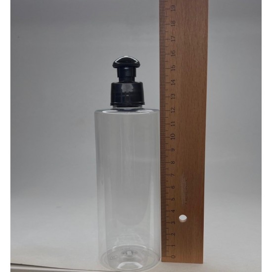 250 ml Şeffaf Plastik Şişe (PET) Siyah Push-Pull Kapaklı (24 Ağız)