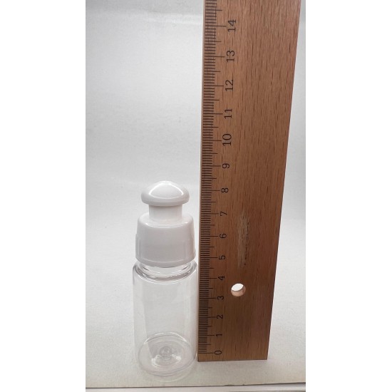30 ml Şeffaf Plastik Şişe (PET) Beyaz Push-Pull Kapaklı (24 Ağız)