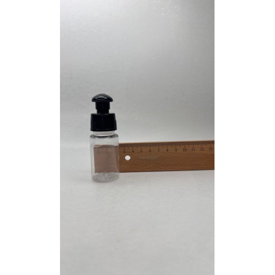 30 ml Şeffaf Plastik Şişe (PET) Siyah Push-Pull Kapaklı (24 Ağız)