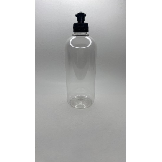 500 ml Şeffaf Plastik Şişe (PET) Siyah Push-Pull Kapaklı (28 Ağız)