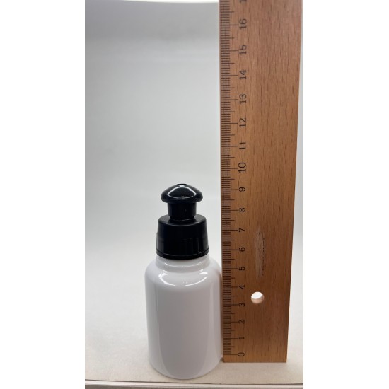 60 ml Beyaz Plastik Şişe (PET) Siyah Push-Pull Kapaklı (24 Ağız)