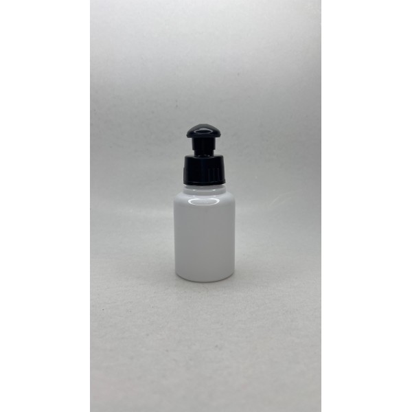 60 ml Beyaz Plastik Şişe (PET) Siyah Push-Pull Kapaklı (24 Ağız)