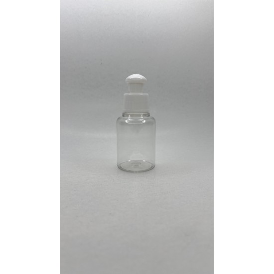 60 ml Şeffaf Plastik Şişe (PET) Beyaz Push-Pull Kapaklı (24 Ağız)