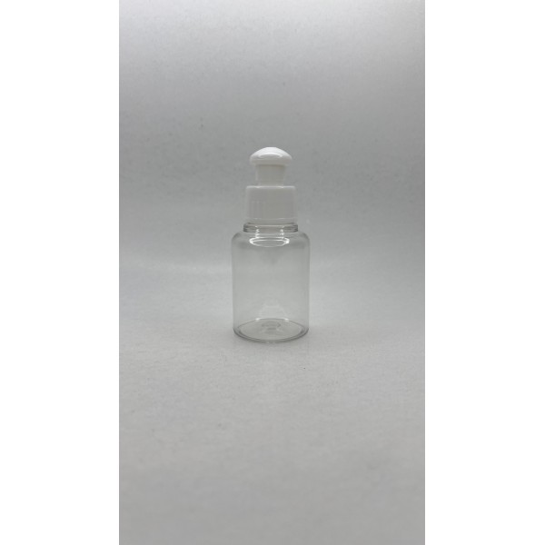 60 ml Şeffaf Plastik Şişe (PET) Beyaz Push-Pull Kapaklı (24 Ağız)