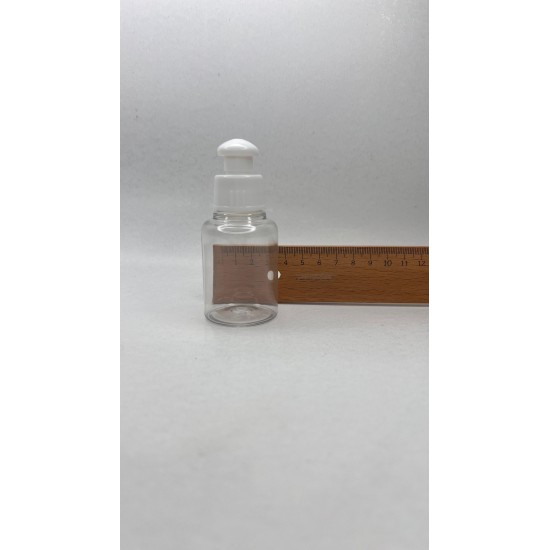 60 ml Şeffaf Plastik Şişe (PET) Beyaz Push-Pull Kapaklı (24 Ağız)