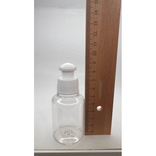 60 ml Şeffaf Plastik Şişe (PET) Beyaz Push-Pull Kapaklı (24 Ağız)