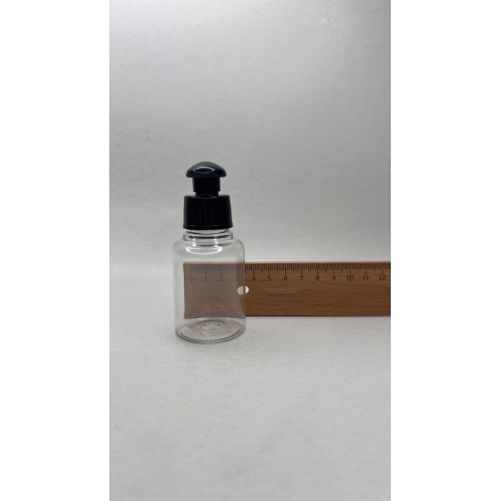 60 ml Şeffaf Plastik Şişe (PET) Siyah Push-Pull Kapaklı (24 Ağız)