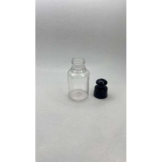 60 ml Şeffaf Plastik Şişe (PET) Siyah Push-Pull Kapaklı (24 Ağız)