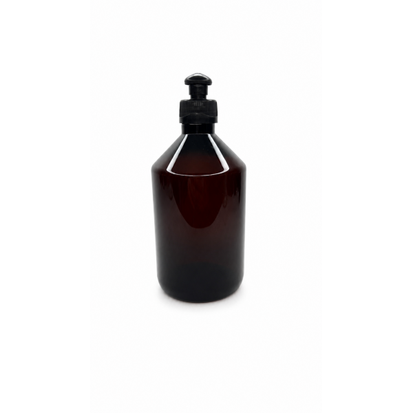 500 ml Kahverengi PET Şişe | Siyah Push-Pull Kapaklı (28 mm)
