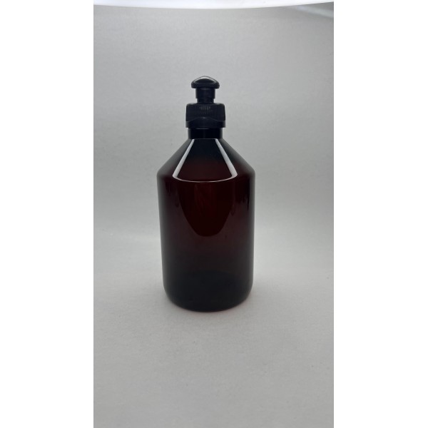 500 ml Kahverengi PET Şişe | Siyah Push-Pull Kapaklı (28 mm)