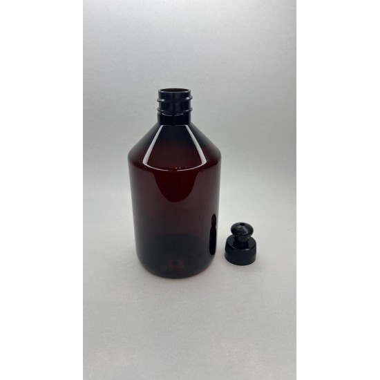 500 ml Kahverengi PET Şişe | Siyah Push-Pull Kapaklı (28 mm)