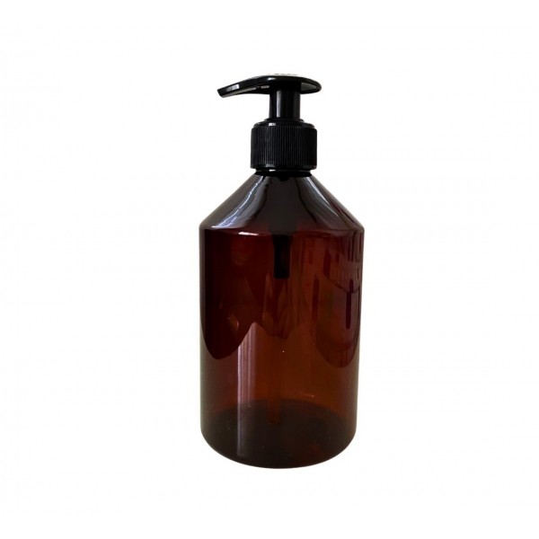 1000 ml (1 Litre) Kahverengi Plastik Şişe (PET) Siyah Sıvı Sabun Pompalı (28 Ağız)