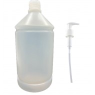 1000 ml (1 Litre) Naturel Plastik Şişe (PE) Beyaz Sıvı Sabun Pompalı (28 Ağız)