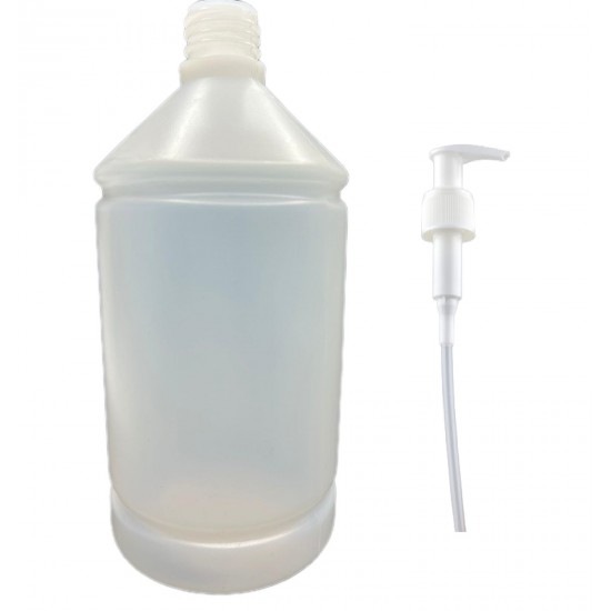 1000 ml (1 Litre) Naturel Plastik Şişe (PE) Beyaz Sıvı Sabun Pompalı (28 Ağız)