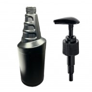 1000 ml (1lt) Siyah Plastik Şişe (PE) Siyah Sıvı Sabun Pompalı (28 Ağız) - Vosvos Model