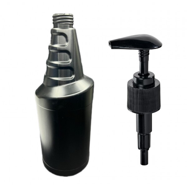 1000 ml (1lt) Siyah Plastik Şişe (PE) Siyah Sıvı Sabun Pompalı (28 Ağız) - Vosvos Model