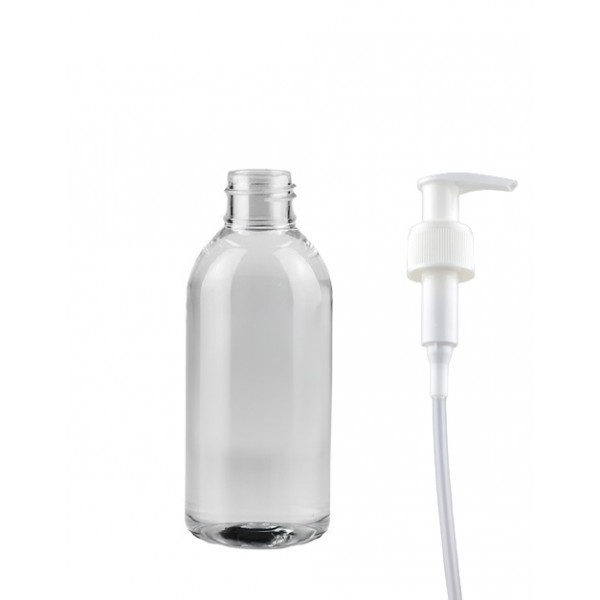 100 ml Şeffaf Plastik Şişe (PET) Beyaz Sıvı Sabun Pompalı (24 Ağız)