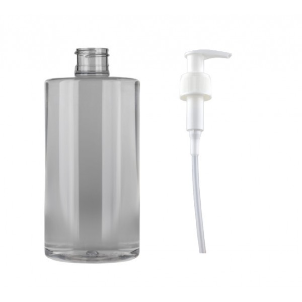 250 ml Şeffaf Plastik Şişe (PET) Beyaz Sıvı Sabun Pompalı (24 Ağız)