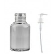 60 ml Şeffaf Plastik Şişe (PET) Beyaz Sıvı Sabun Pompalı (24 Ağız)