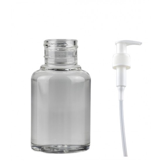 60 ml Şeffaf Plastik Şişe (PET) Beyaz Sıvı Sabun Pompalı (24 Ağız)