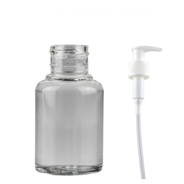 60 ml Şeffaf Plastik Şişe (PET) Beyaz Sıvı Sabun Pompalı (24 Ağız)