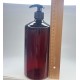 1000 ml (1 Litre) Kahverengi Plastik Şişe (PET) Siyah Sıvı Sabun Pompalı (28 Ağız)