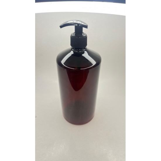 1000 ml (1 Litre) Kahverengi Plastik Şişe (PET) Siyah Sıvı Sabun Pompalı (28 Ağız)