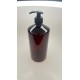 1000 ml (1 Litre) Kahverengi Plastik Şişe (PET) Siyah Sıvı Sabun Pompalı (28 Ağız)
