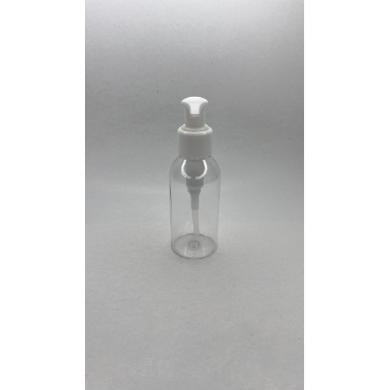 100 ml Şeffaf Plastik Şişe (PET) Beyaz Sıvı Sabun Pompalı (24 Ağız)