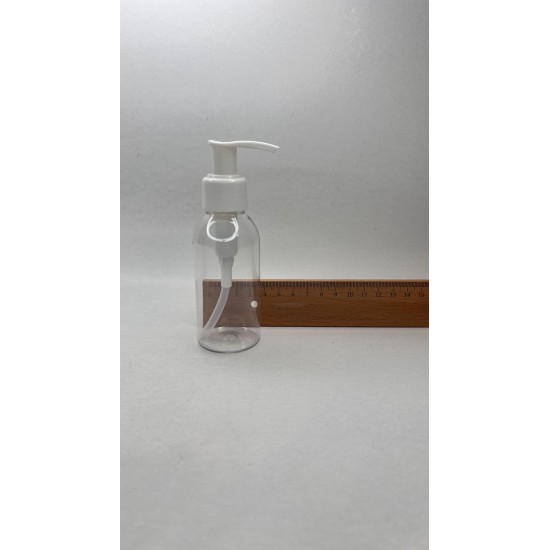 100 ml Şeffaf Plastik Şişe (PET) Beyaz Sıvı Sabun Pompalı (24 Ağız)