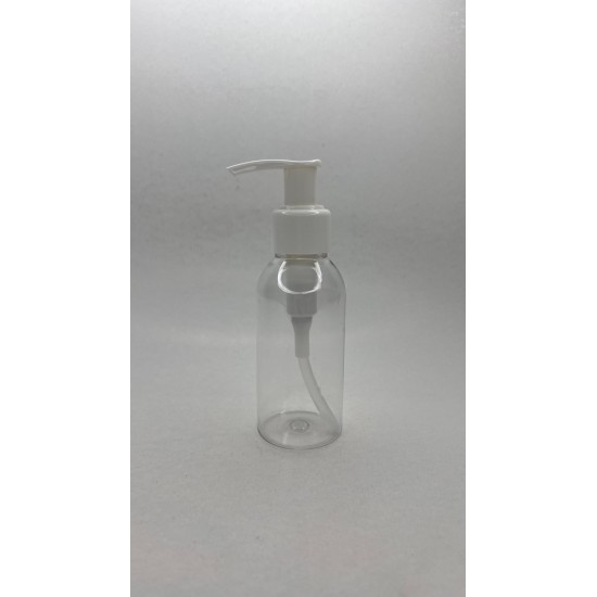 100 ml Şeffaf Plastik Şişe (PET) Beyaz Sıvı Sabun Pompalı (24 Ağız)